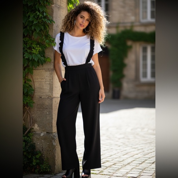 linesix Pants - Black Women's Jumpsuit shown with top underneath ( sold separately)